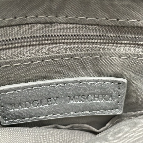 Badgley Mischka Mini Faux Pearl Embellished Top Handle Bag Silver - Picture 9 of 12